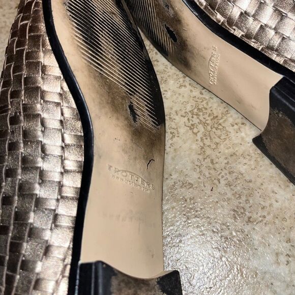Trotters Women’s Gold Metallic Woven Leather Comfort Loafers Sz-9N - Picture 9 of 9